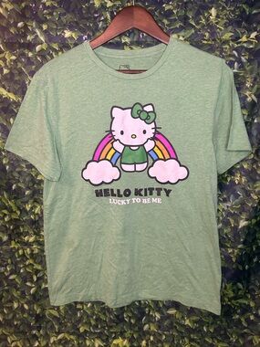 Hello Kitty Green Graphic Tee with Rainbow